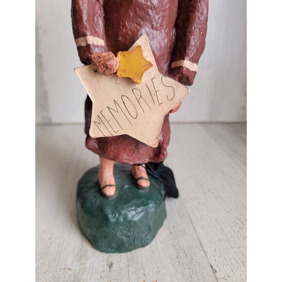 Folk art angel cherub statue primitive memories star religious Xmas figure decor - Picture 2 of 9